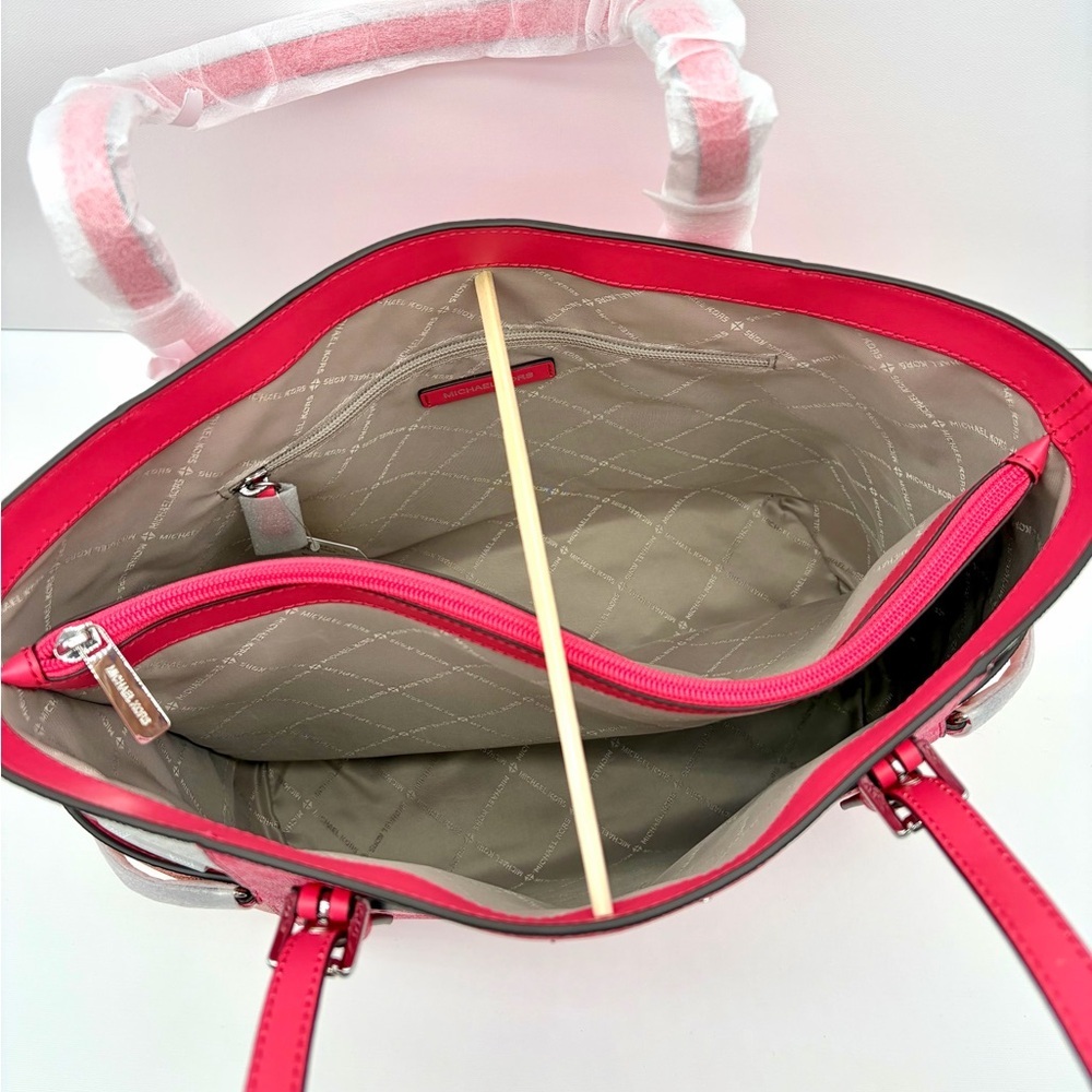 Michael Kors Pink and White Tri-Tone MK Logo Tote - Picture 6 of 15